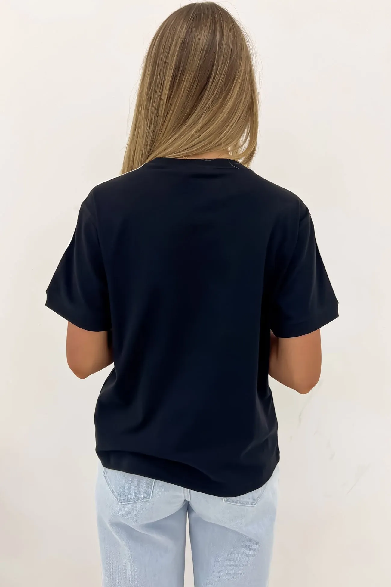 Light Casual Wear Anti Pilling Surface 3 Stripe Tee Black
