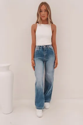 Stretch Holiday Vibes Streetwear Fan Fit and Comfort A 94 Wide Jean Alexa RCY
