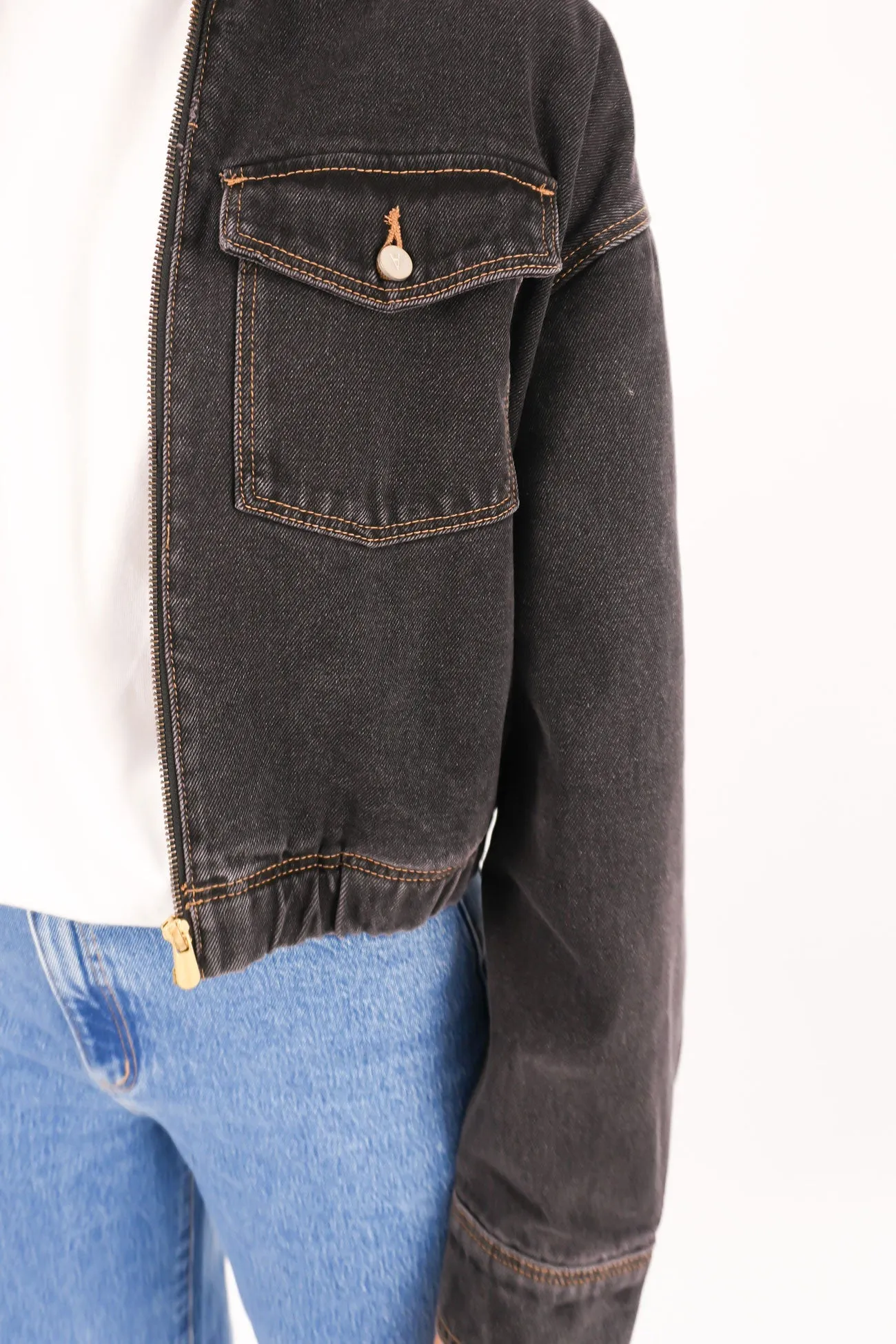 A Denim Bomber Jacket Cara Autumn Ready