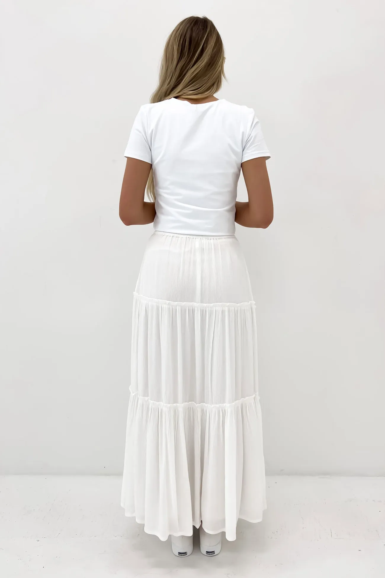 Sequined Finish Olsen Skirt White