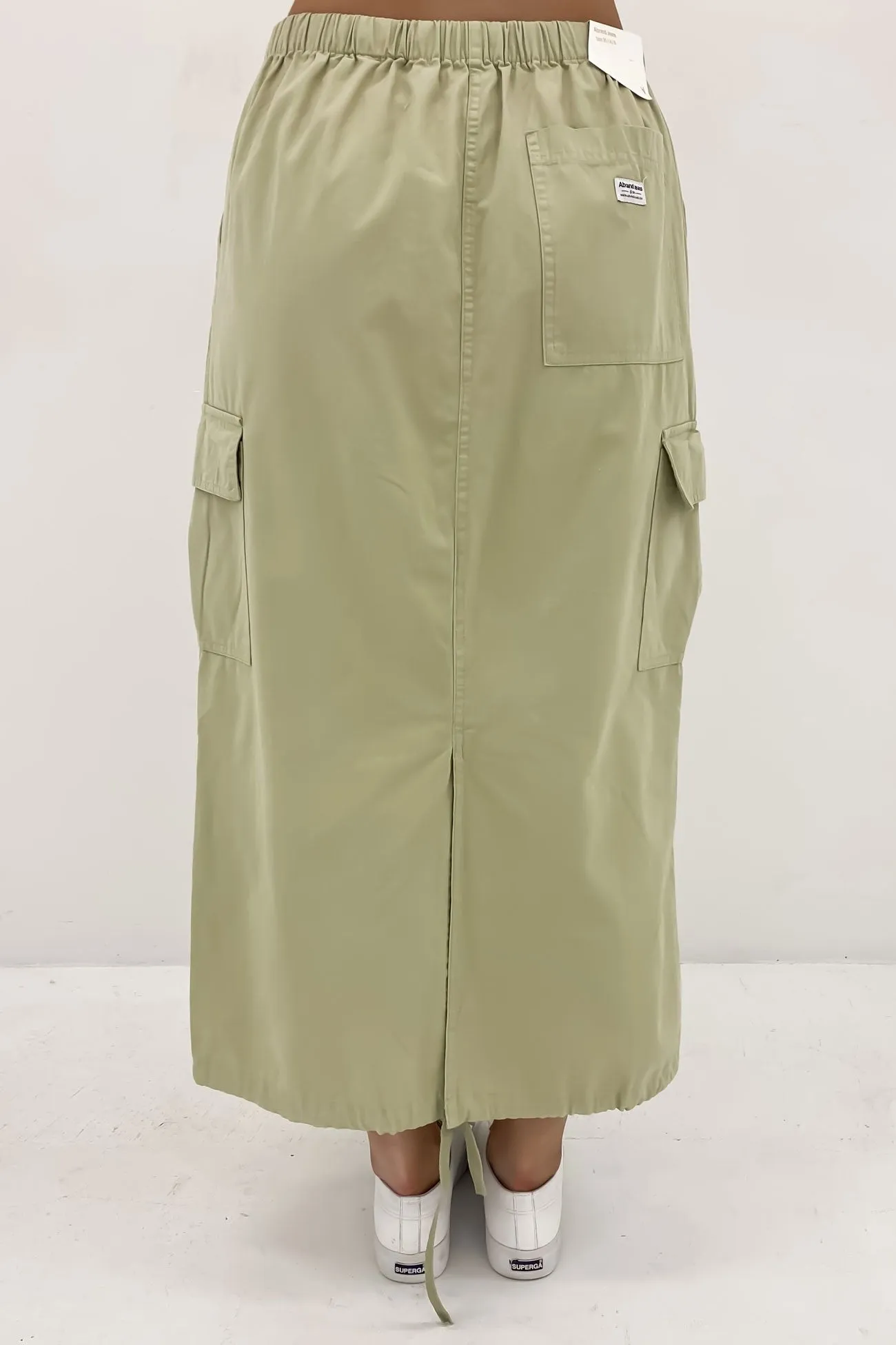 Crochet Style Fresh Detail Utility Skirt Sage