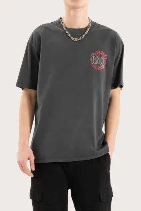 Taken Box Fit Tee Pigment Black Raw Hem Finish