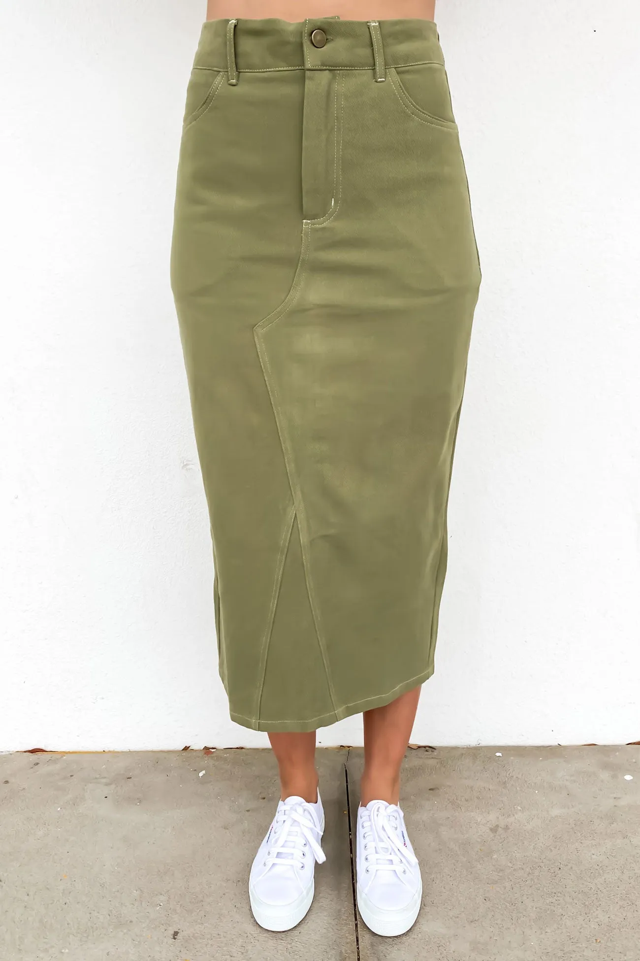 Abbie Skirt Khaki Autumn Stroll