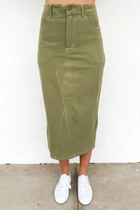 Lightweight texture Style Moment Abbie Skirt Khaki