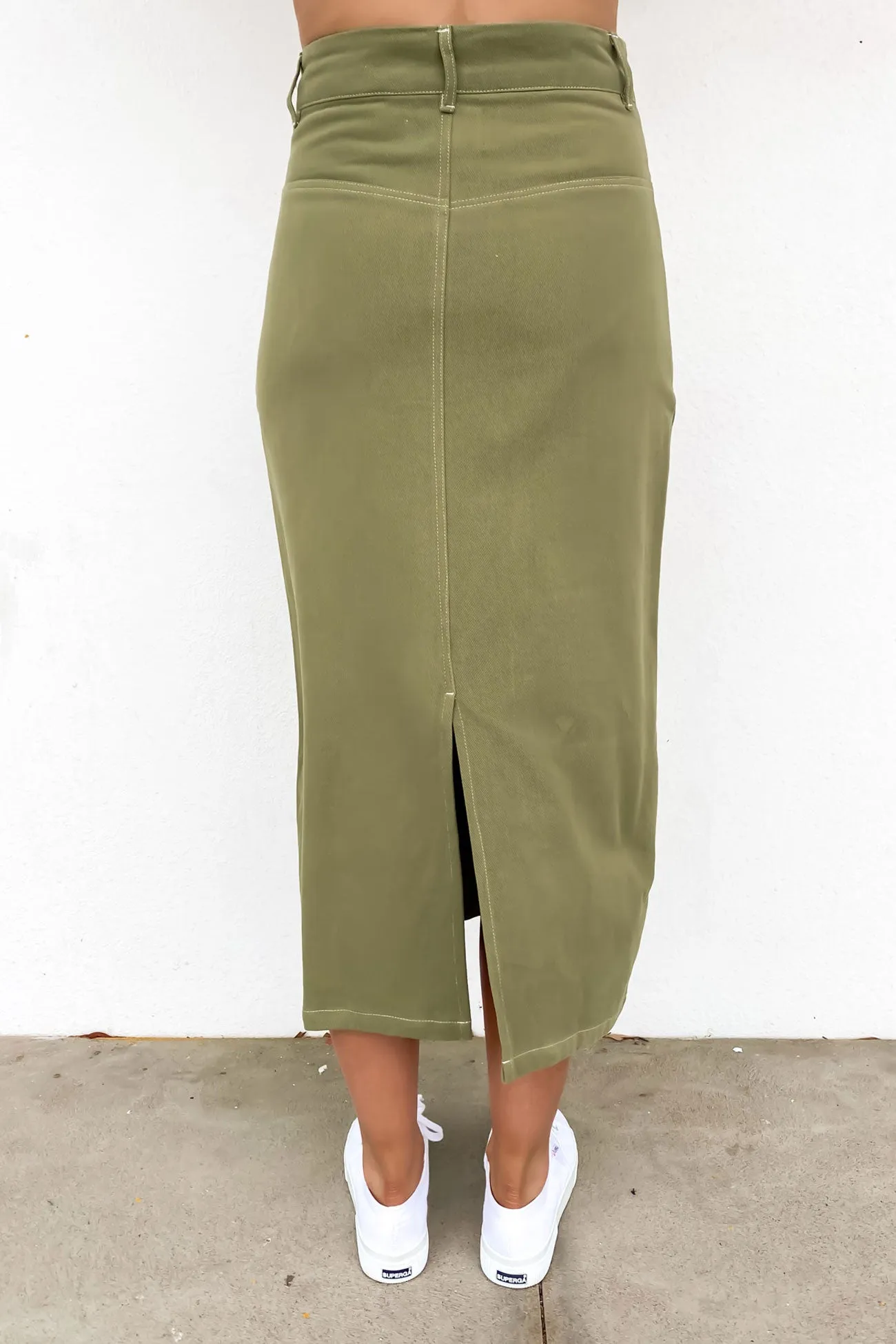 Abbie Skirt Khaki Denim style Smart Fit