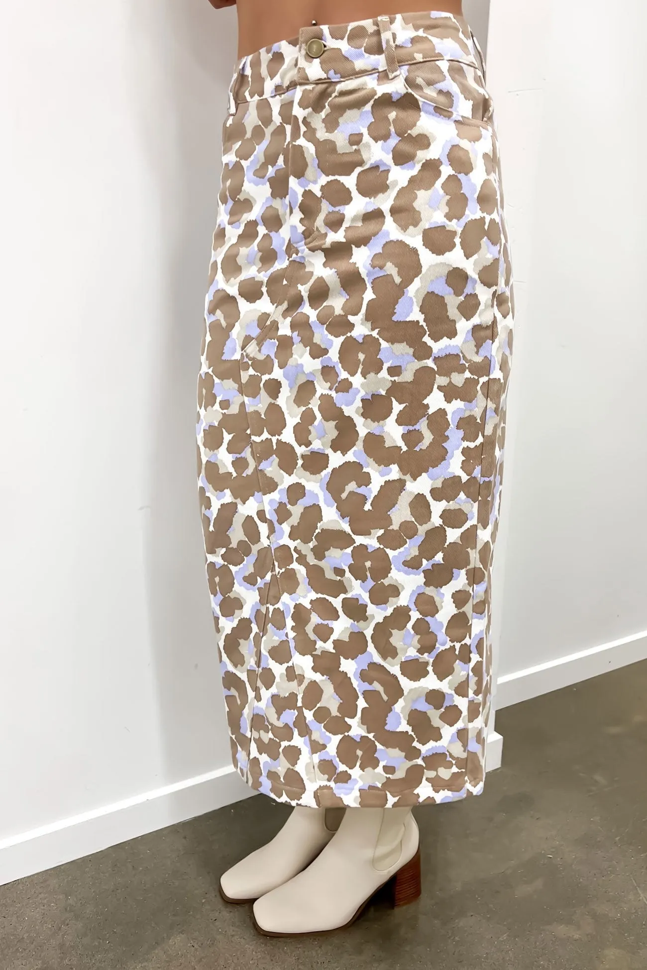Draped Silhouette Abbie Skirt Toffee Leopard
