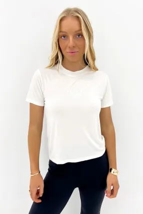 Contrast Inner Binding NonRestrictiveCut Luxe Active Tee Vintage White
