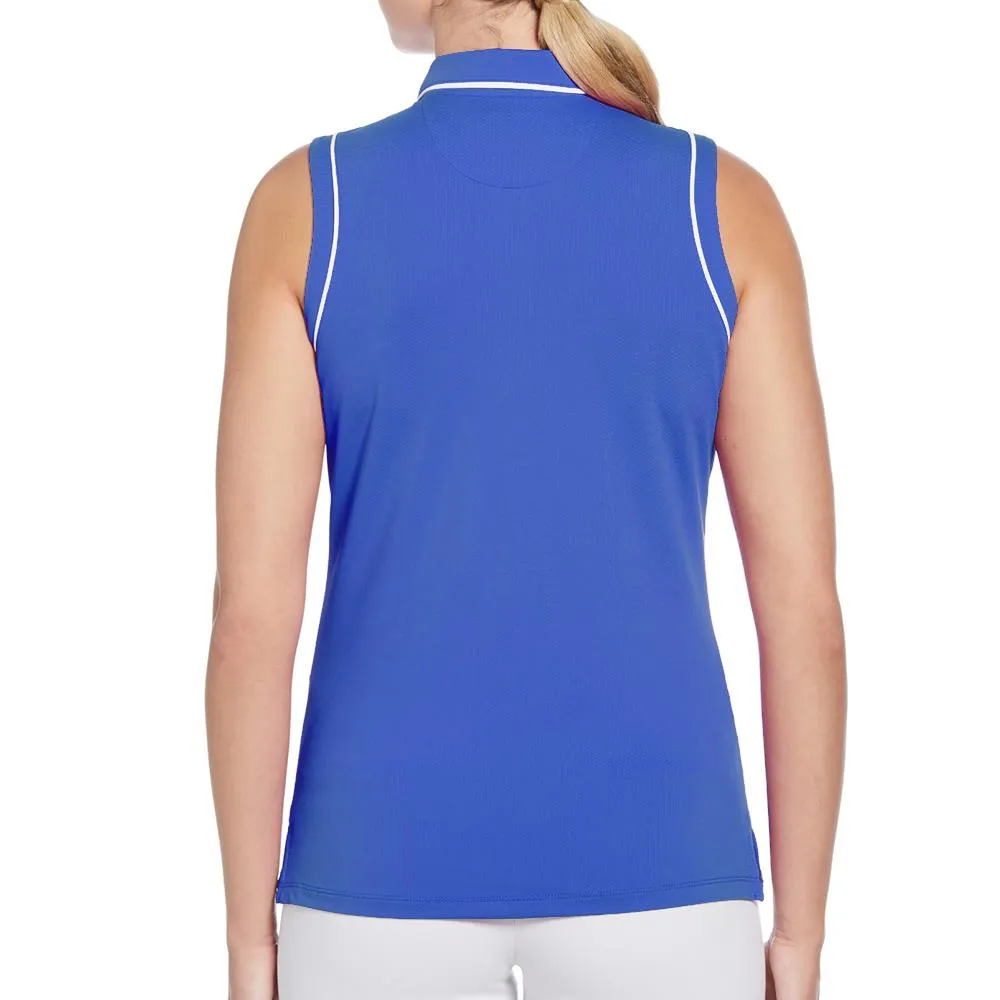 Cropped Metallic Elements Abrasion-resistant Penguin Women's Veronica Sleeveless Polo - Nebulas Blue