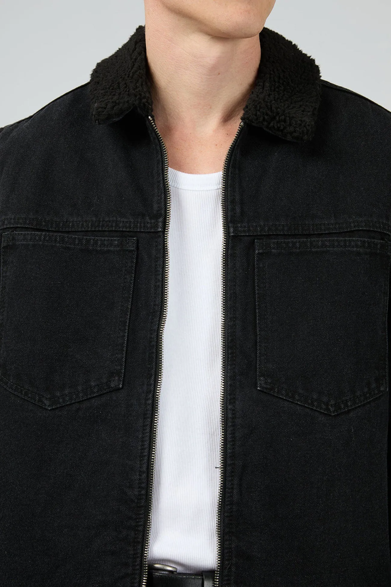 Eco Friendly Dye Process Multi Pocket Utility Defuse Jacket Washed Black