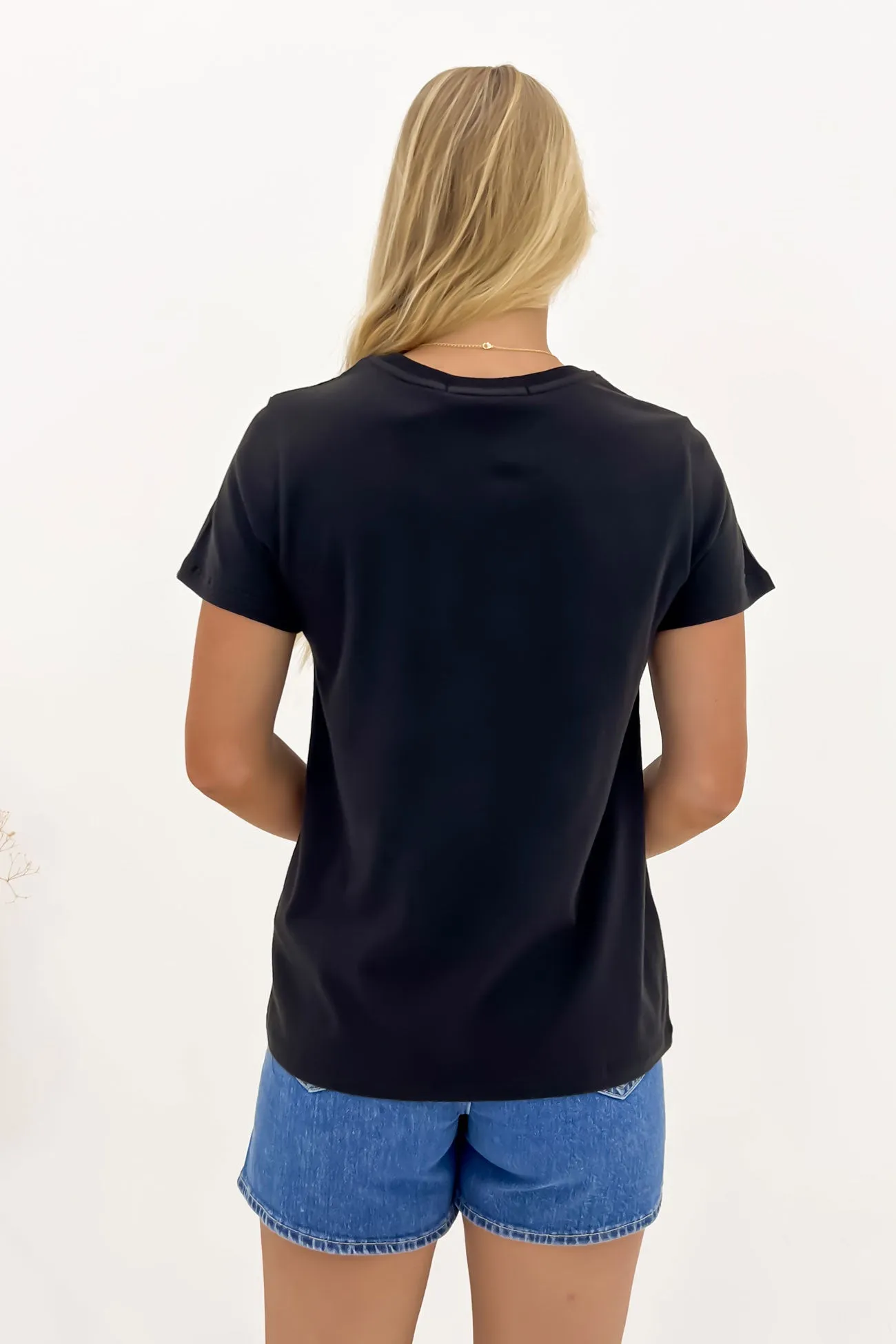 Striped modernity Core Layering Tee Black