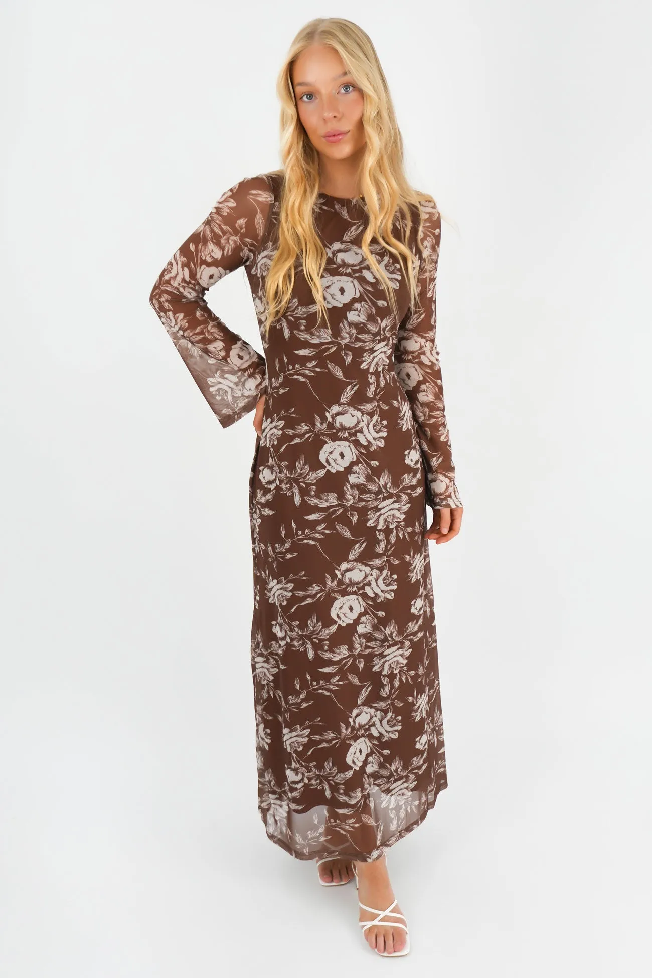 Achsah Maxi Dress Brown Semi Formal Soft Drape