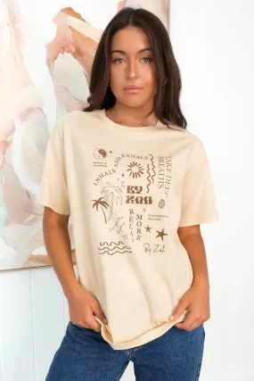 Easy and Relaxed ZAH Exhale Tee Beige