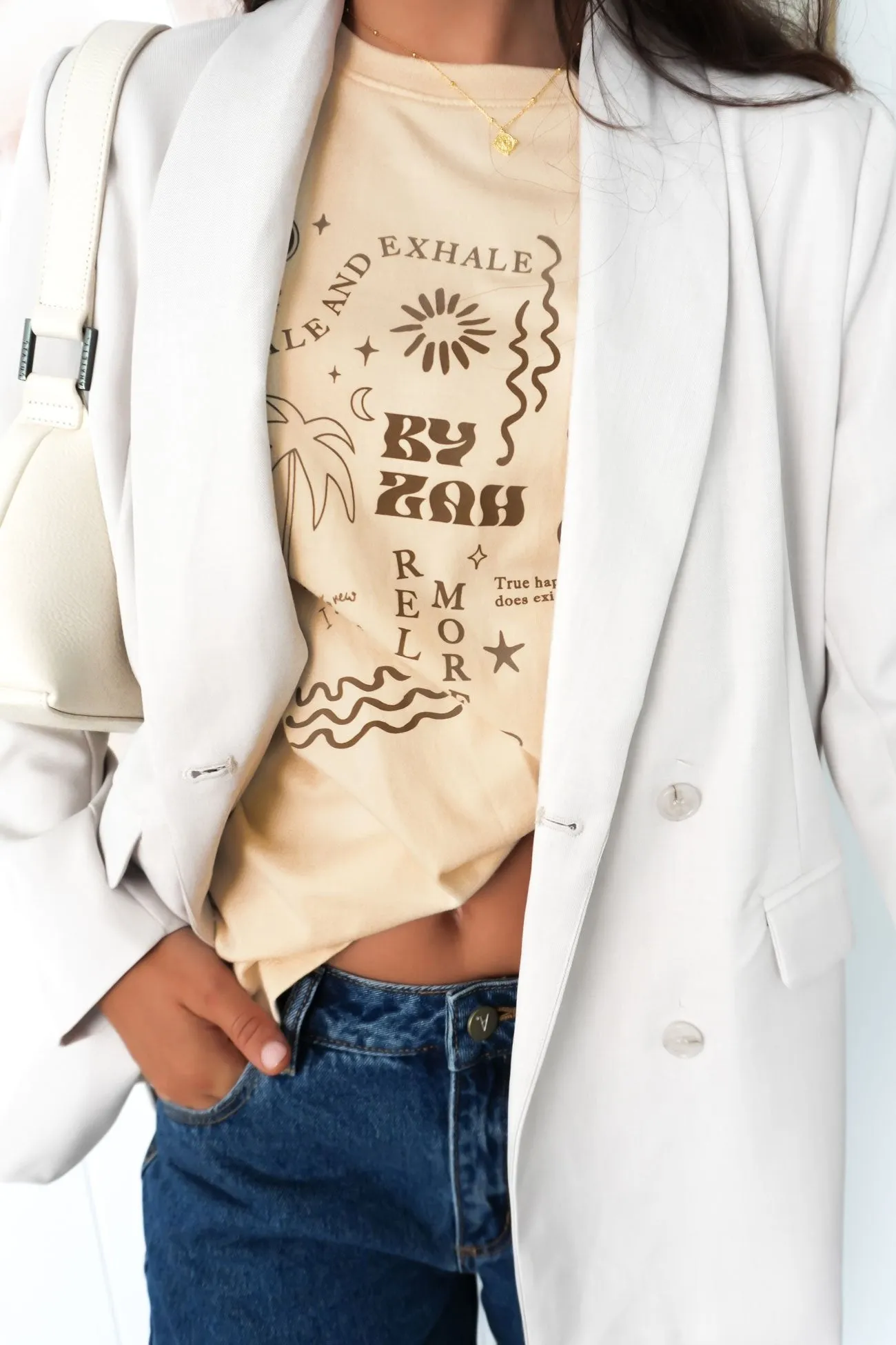 Relaxed Everyday Wear ZAH Exhale Tee Beige