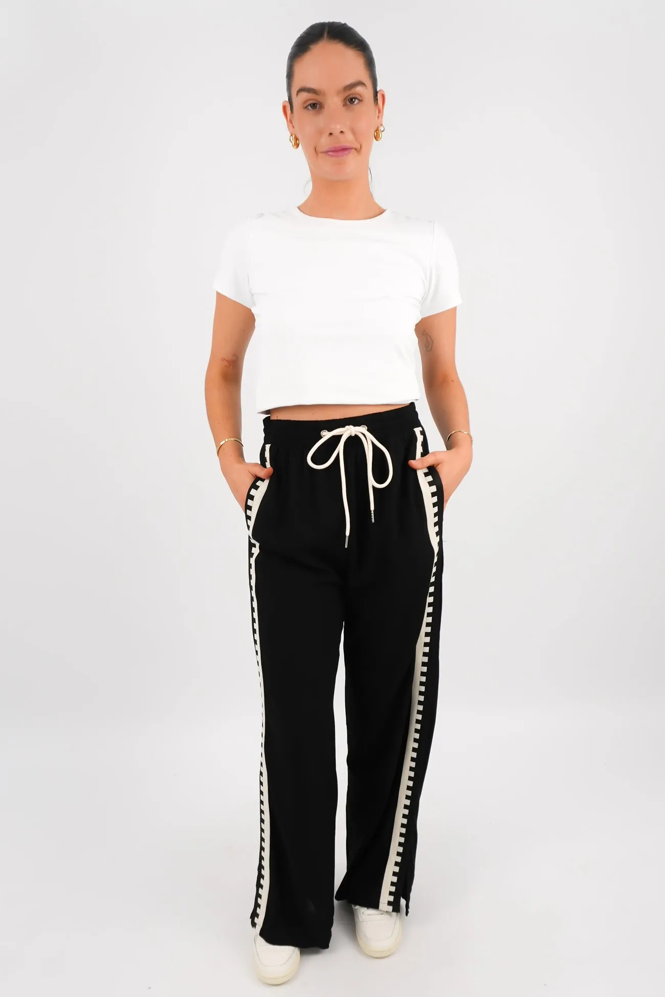 Anti Pilling Finish Soft Material Zane Pant Black Aztec Stripe