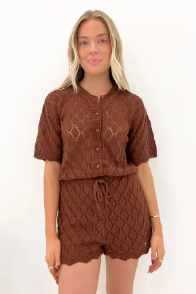 Luxury Beach Smart Chic Hunter Playsuit Brown