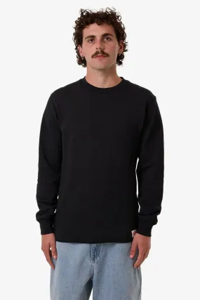 Eco Friendly Cotton Blend Keychain Adapted Waffle Long Sleeve Faded Black