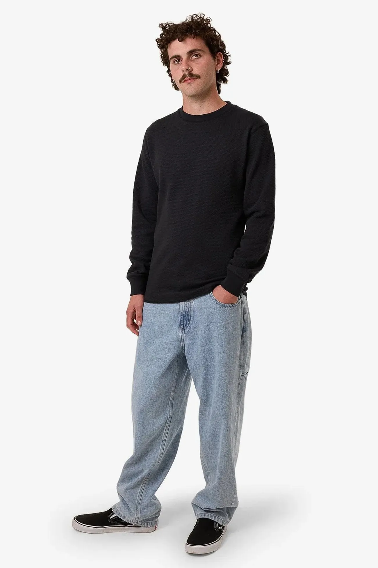 Desert related Holiday Gift Adapted Waffle Long Sleeve Faded Black
