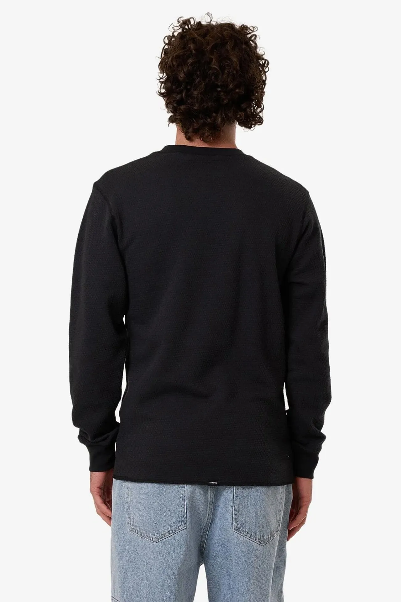 Adapted Waffle Long Sleeve Faded Black Belted Modest