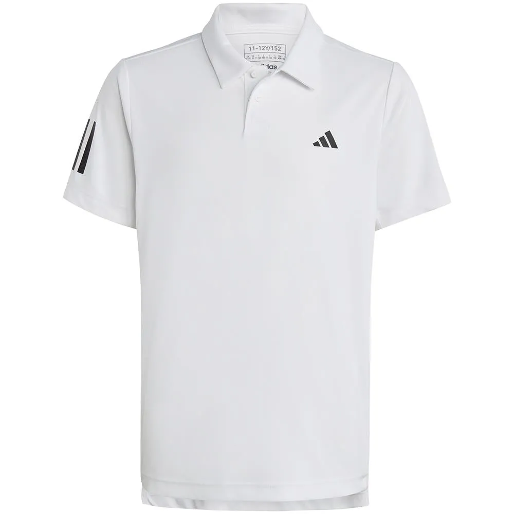adidas Boys Club 3 Stripe Polo - White Belt loops