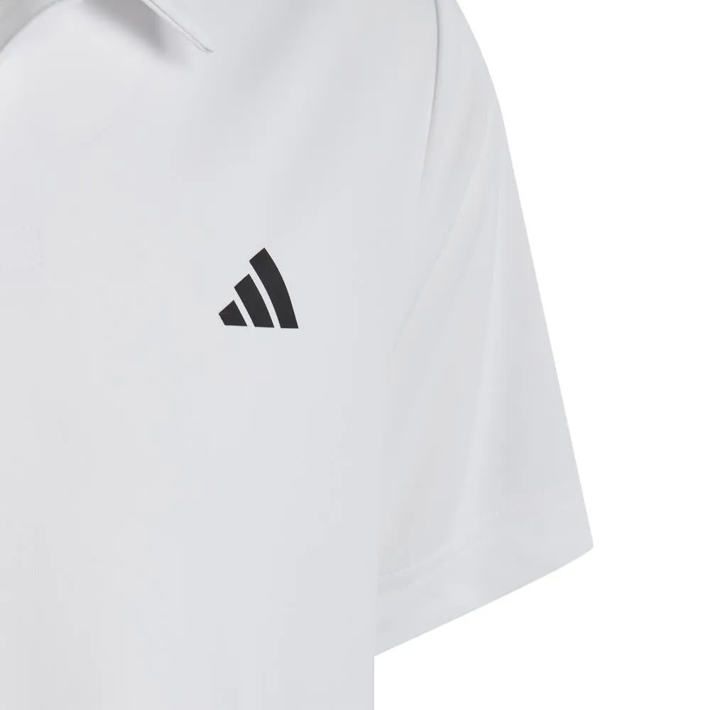 adidas Boys Club 3 Stripe Polo - White Elastic Anti-UV