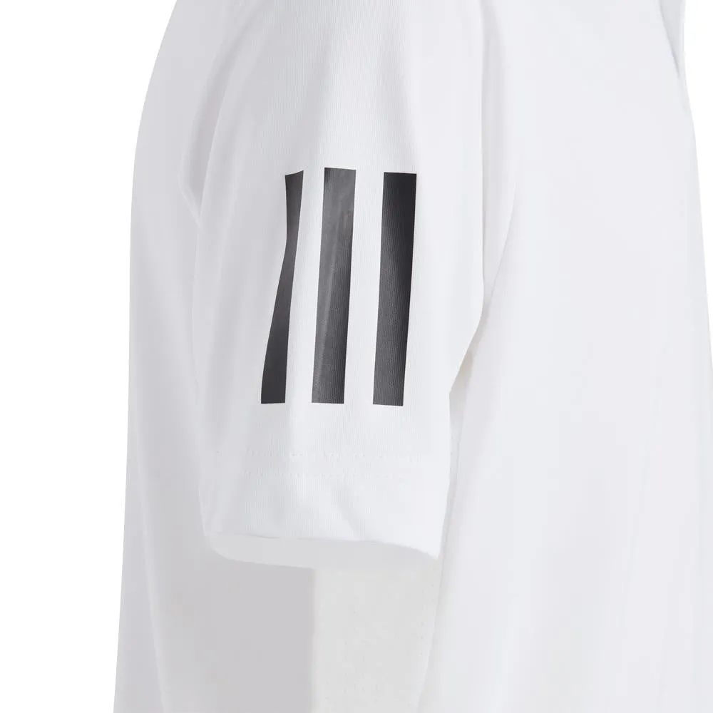 Fine Stitching adidas Boys Club 3 Stripe Polo - White