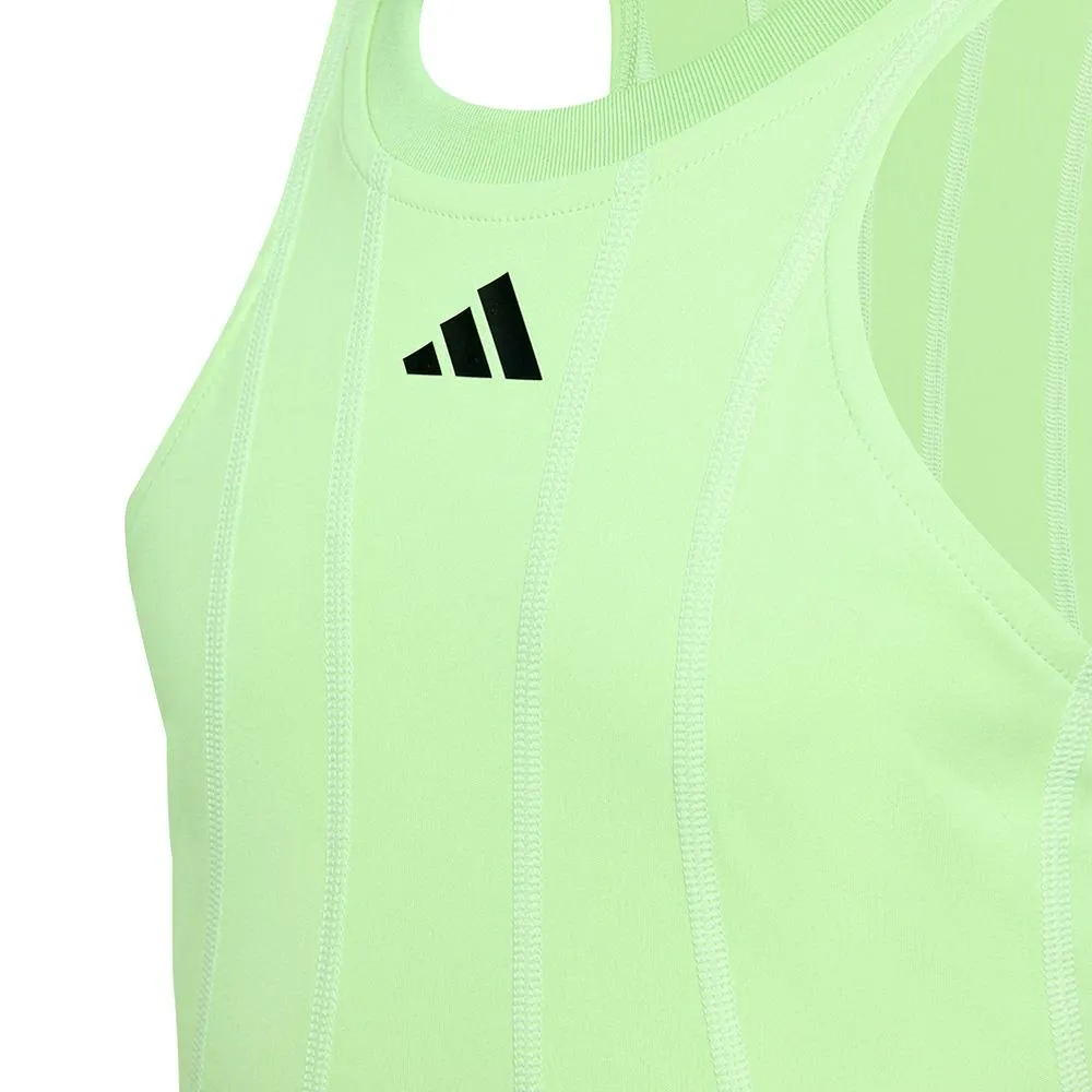 adidas Girls Pro Dress - Semi Green Spark Ribbed edge Sporty