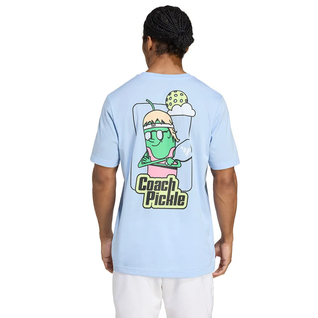 adidas Men's Pickleball Graphic Tee - Glow Blue synthetic materials Good elasticity Snap Button