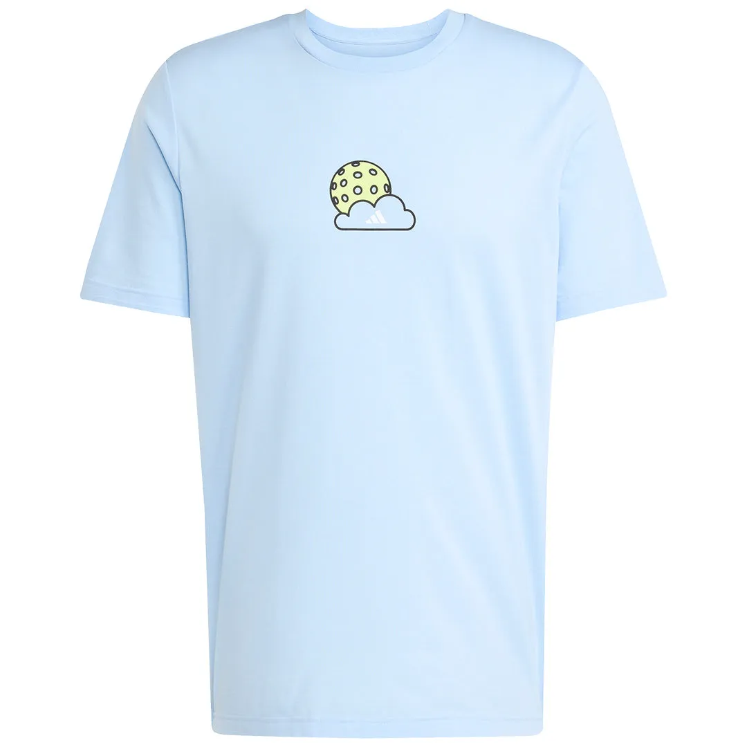 adidas Men's Pickleball Graphic Tee - Glow Blue synthetic materials Hidden pockets