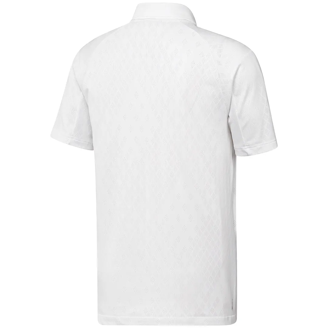 adidas Men's Pro FreeLift Polo - White Softened Edging Free Mind SoftTouch