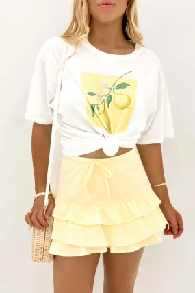 Nola Mini Skirt Yellow Plant Based Material Button Details
