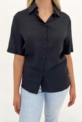 Non Iron Chic Look Classic Lounge Shirt Black