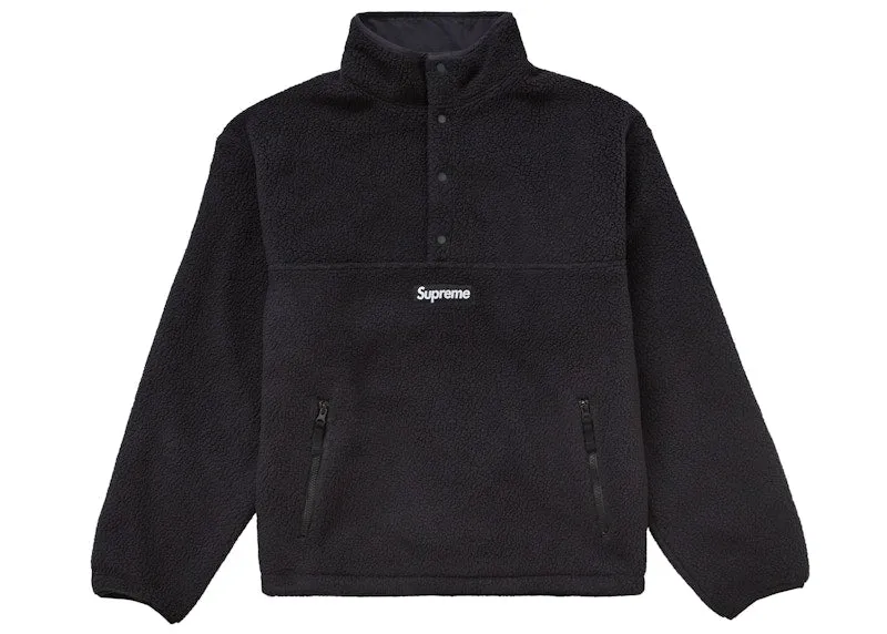 Supreme Polartec Shearling Reversible Pullover (Fw24) Black Pockets Exquisite