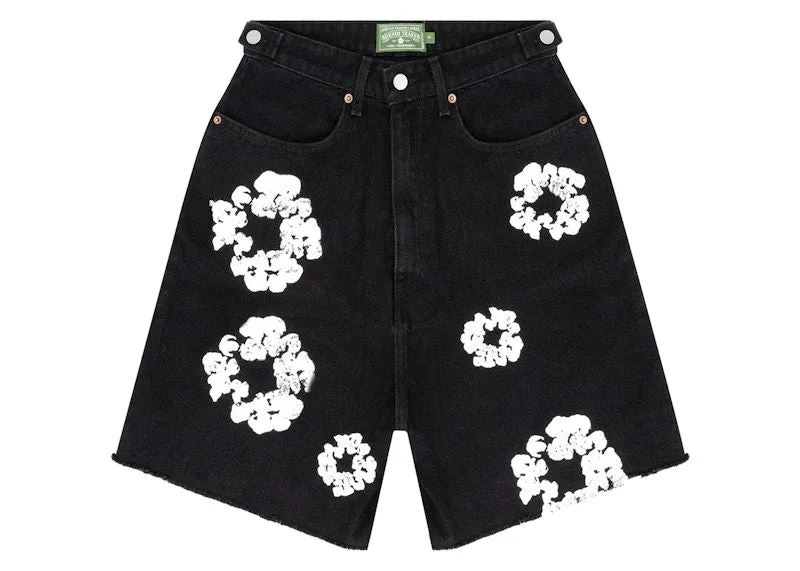 Denim Tears The Cotton Wreath Jean Short Black Pull-On Comfort Fit