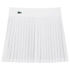 Adjustable Waist Lacoste Women's Ultra Dry Skirt - White/Green Double-stitched