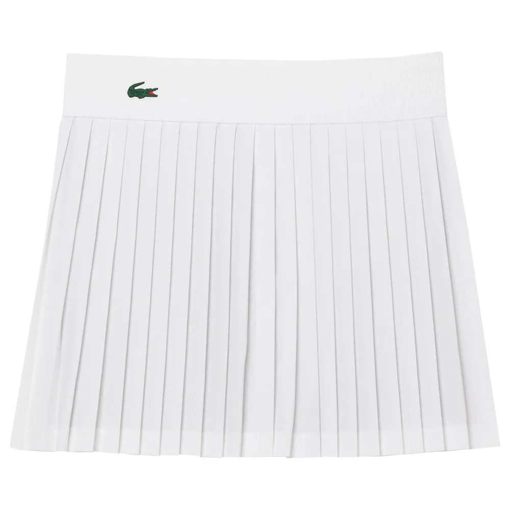 Adjustable Waist Lacoste Women's Ultra Dry Skirt - White/Green Double-stitched
