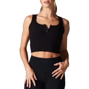 Women's Fitted Henley Tank Circular Knit SeamlessDesign