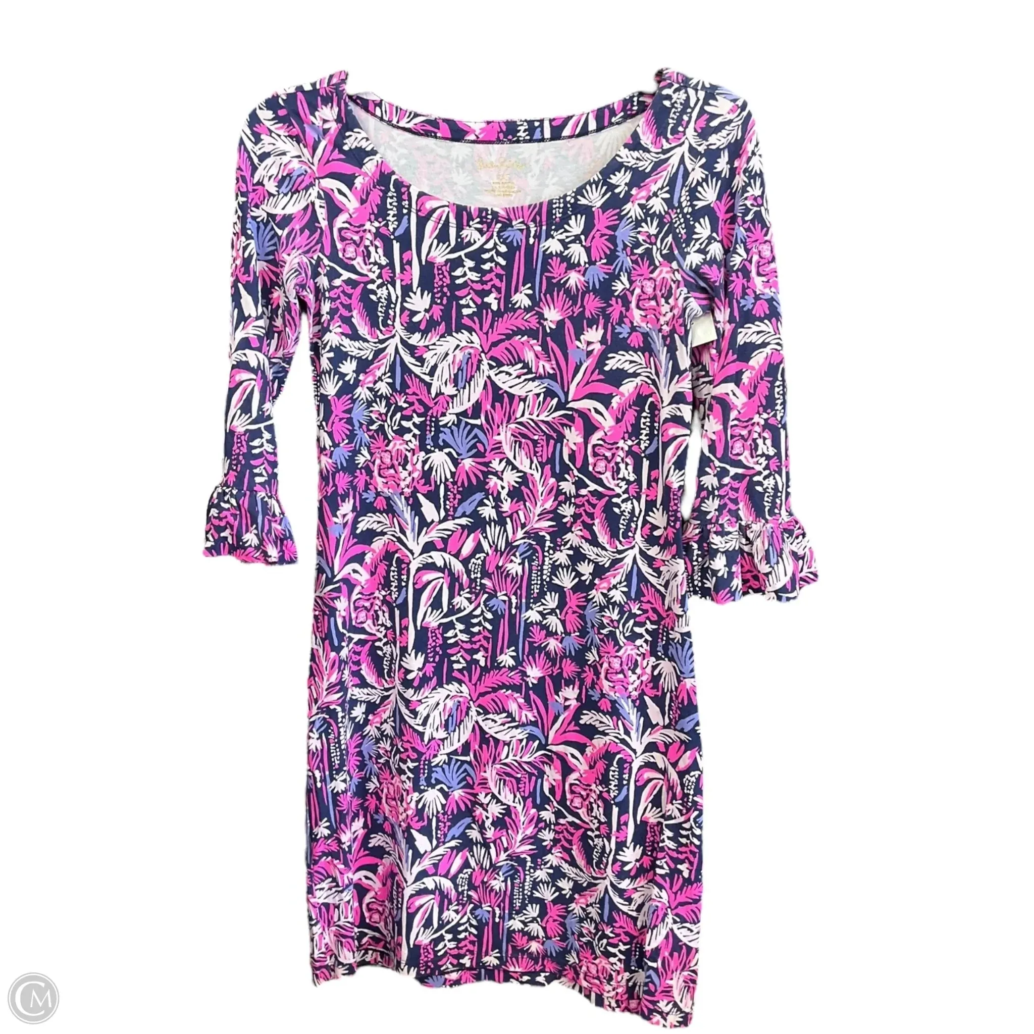 Flattering Cut Polished Layer Dress Designer By Lilly Pulitzer In Floral Print, Size: Xxs