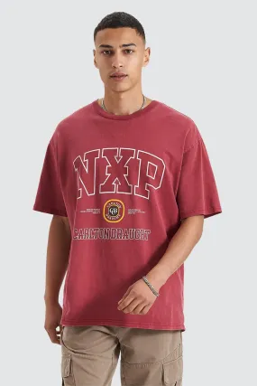 Agnus Relaxed Box Fit Tee Pigment Maroon Soft Breathable