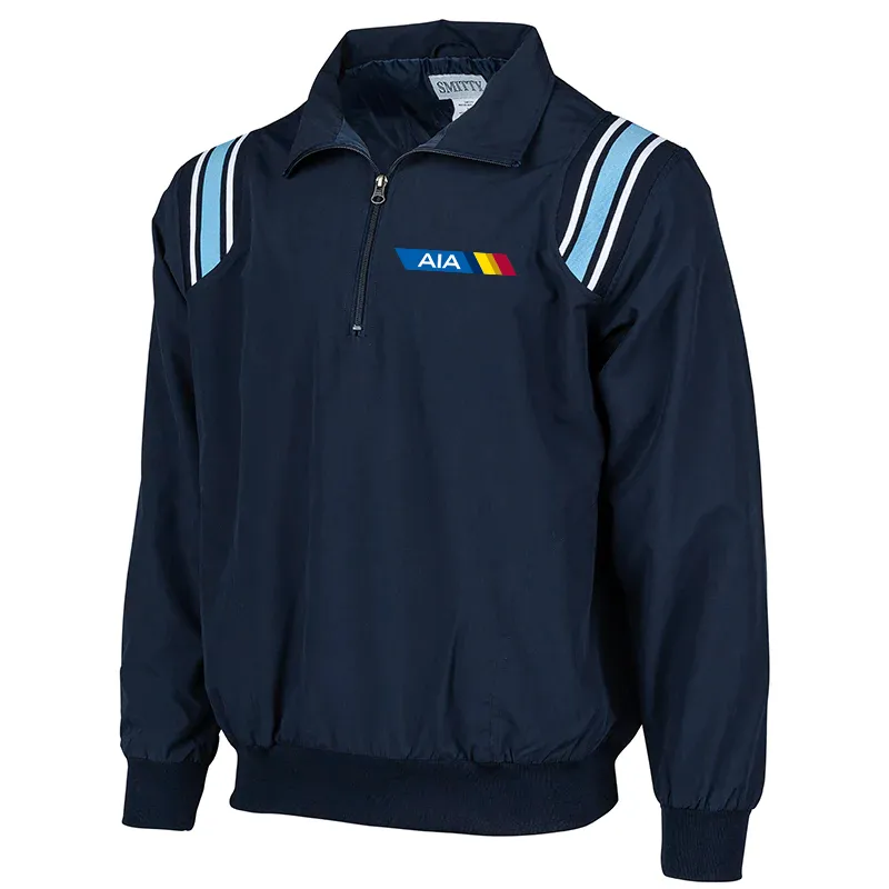 AIA Logo Softball 1/2 Zip Pullover Umpire Jacket Weather resistant Adjustable Hem Cords
