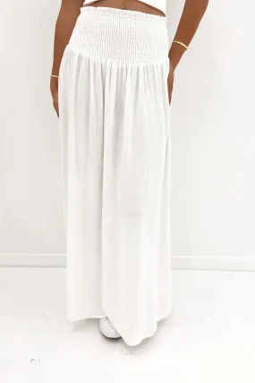 Luxe Linen Shirred Maxi Skirt Vintage White Subtle Mood Crochet Style
