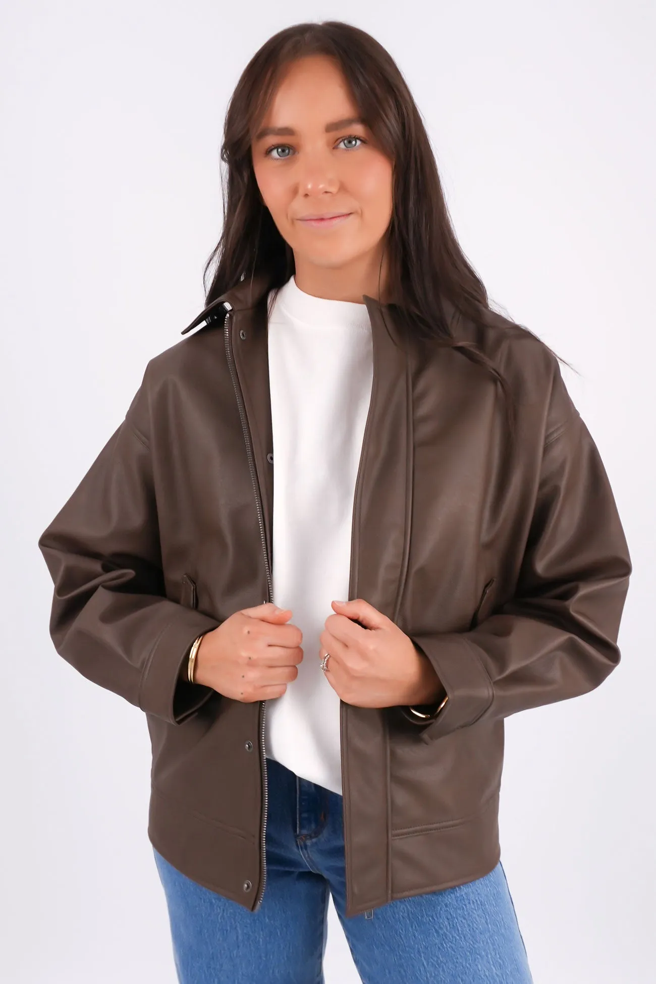 Alba PU Bomber Brown Dynamic flex Sleek Layers