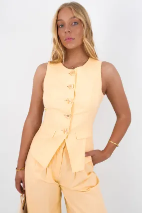 Breathable fabric setting Alessa Linen Vest Yellow