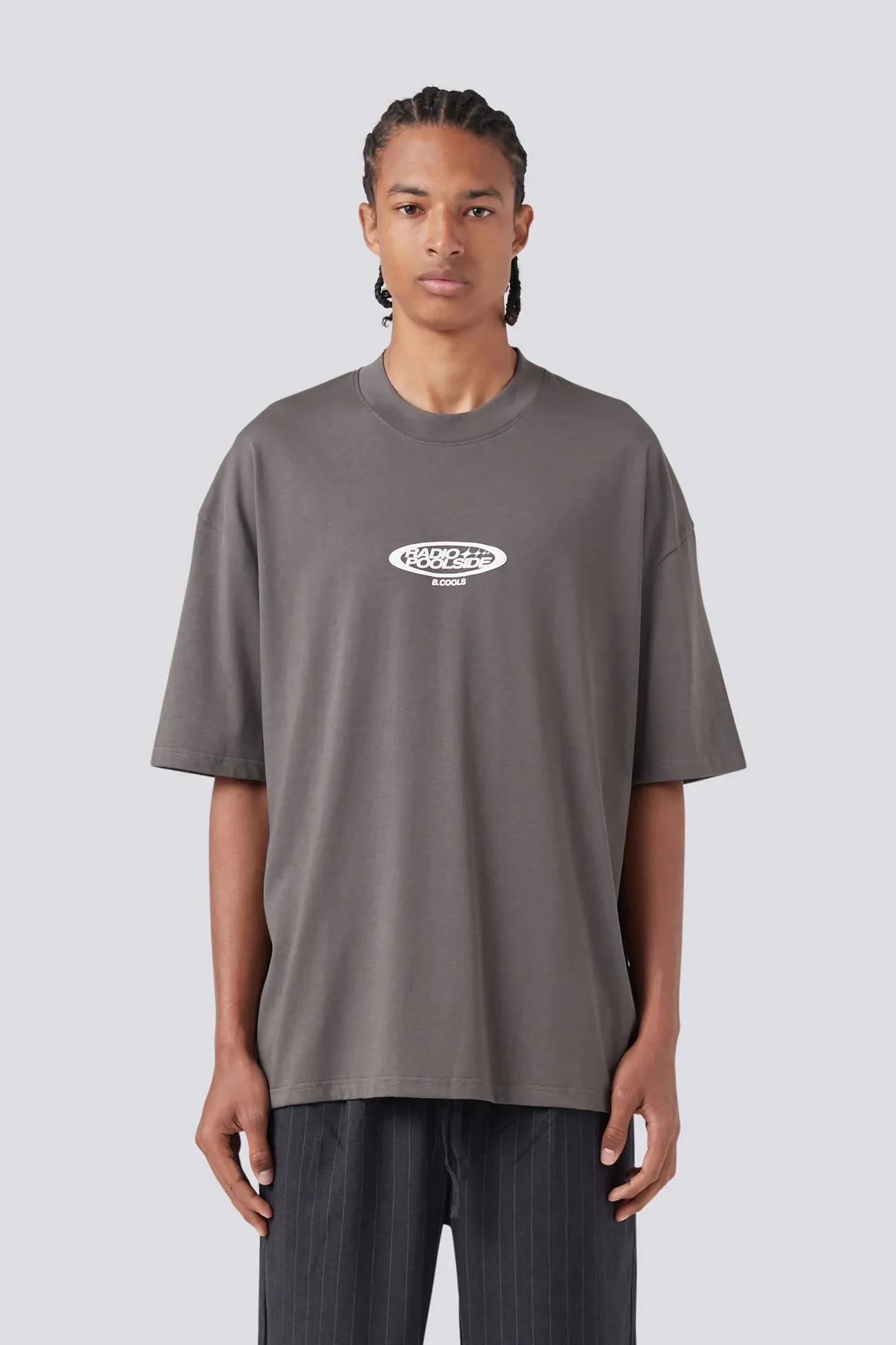 Comfy Apparel Stretchable Collar Band Radio Tee Washed Black