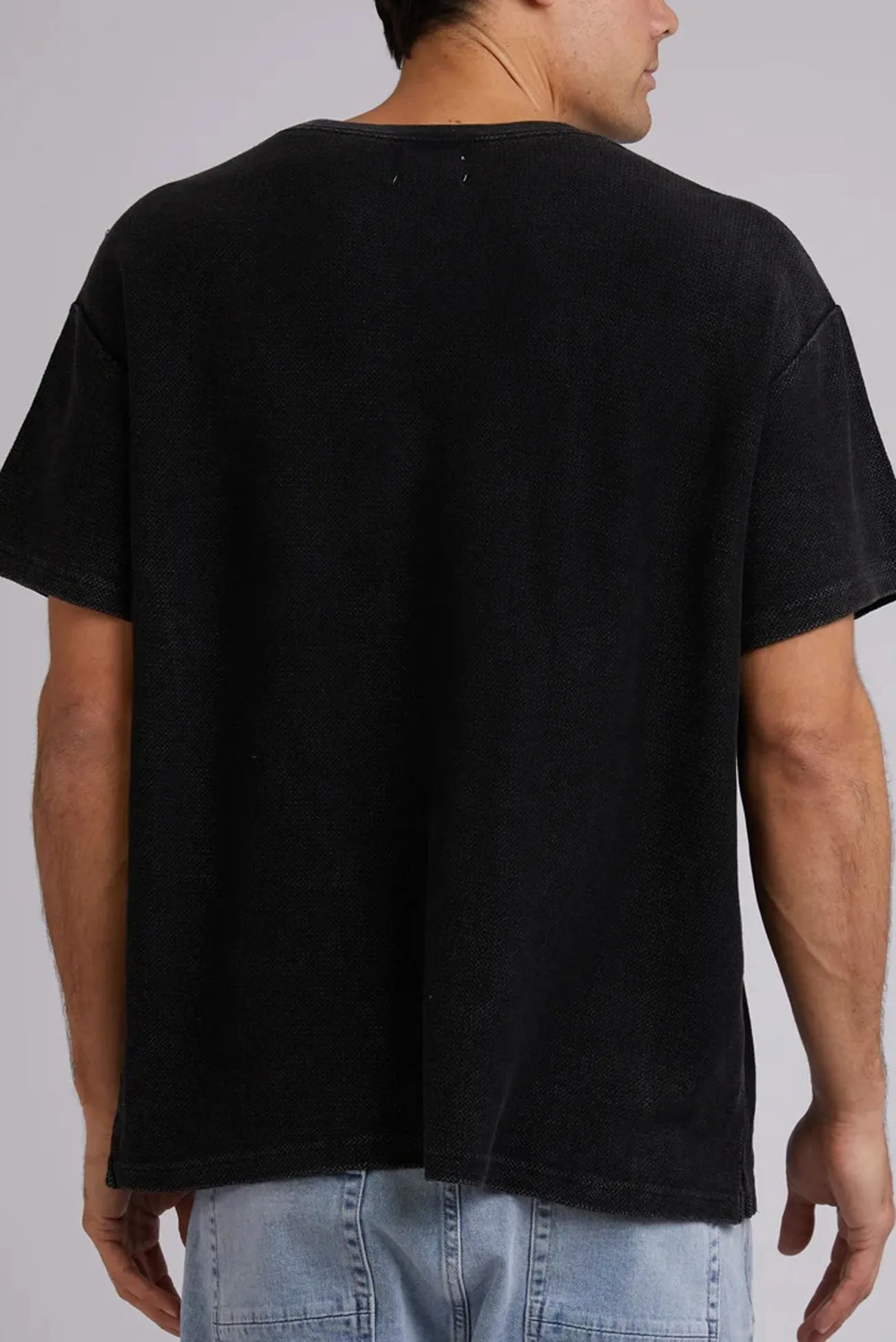 Garment Dyed Technique Fashion Must-Have All Day Logo Tee Washed Black
