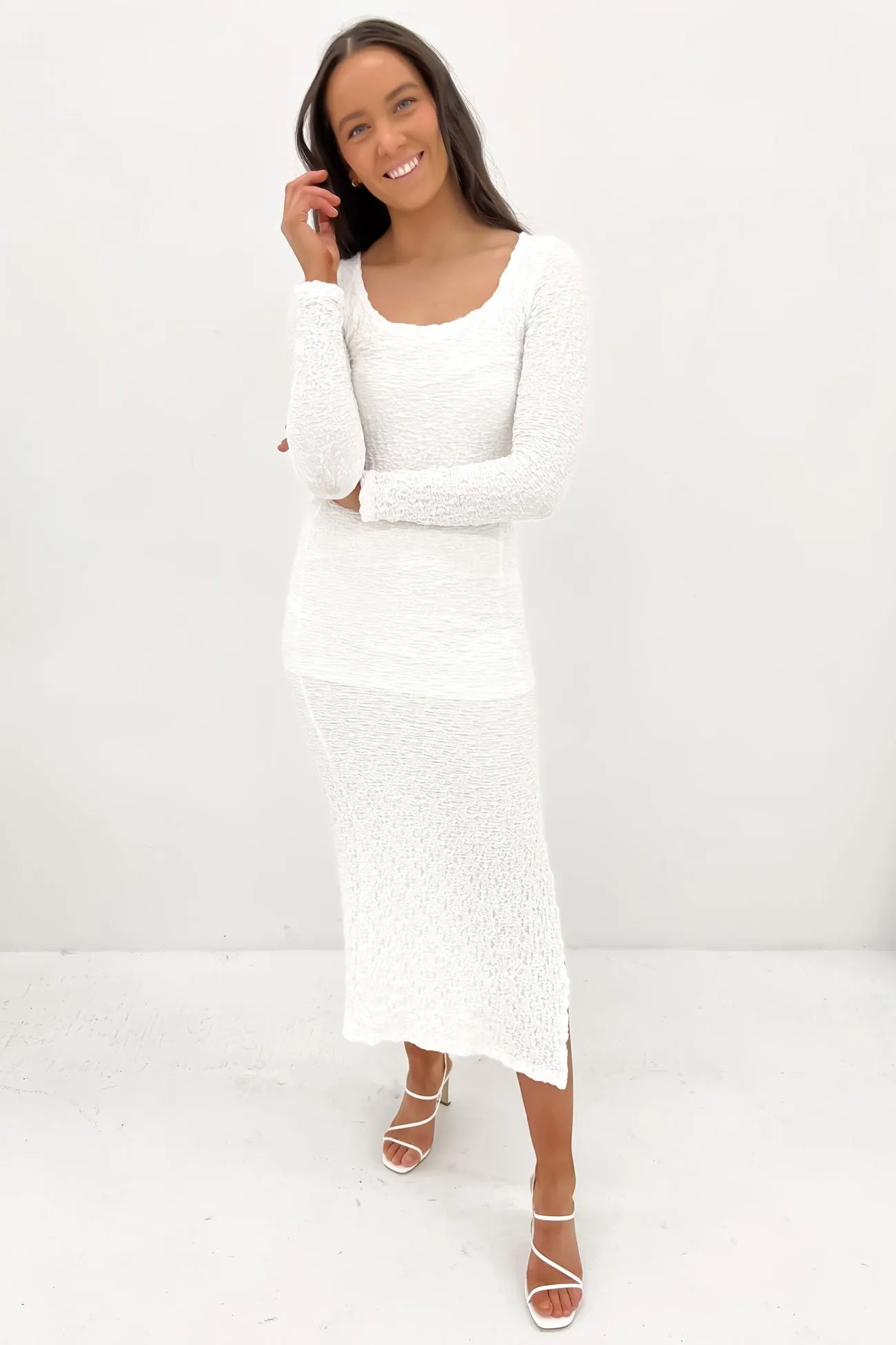 Stylish Design Cool Structure Zion Midi Dress White