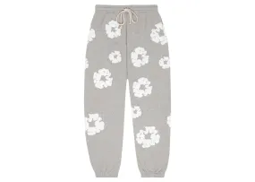 Faux Leather Denim Tears The Cotton Wreath Sweatpants Grey