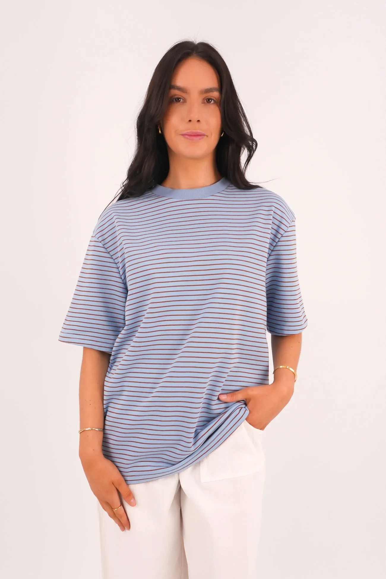 Cozy Feeling Campbell Stripe Tee Blue