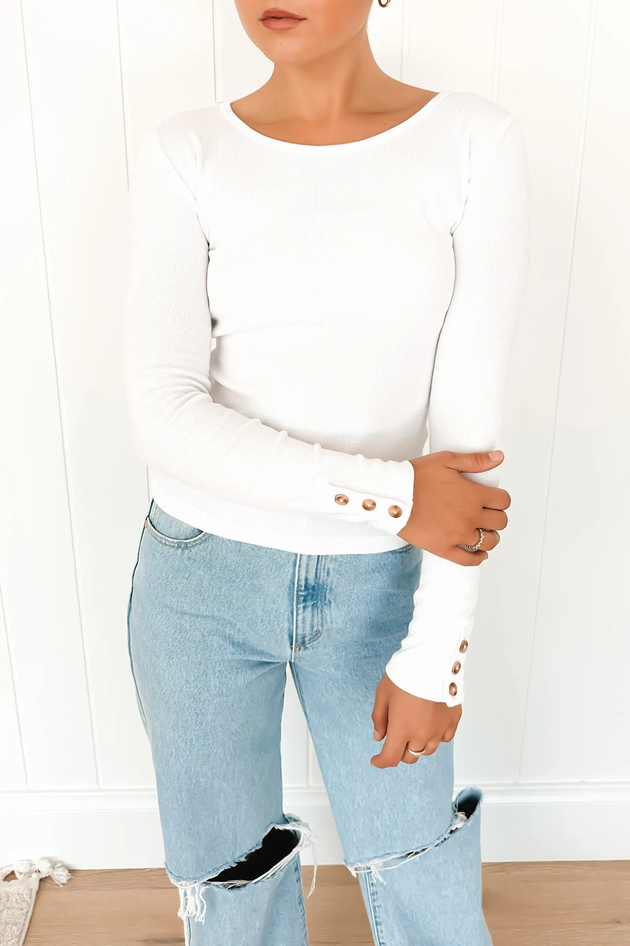 Dress Down kids' Jordyn Rib Long Sleeve White