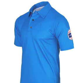 Kansas Logo Men's Blue Volleyball Shirt Embellished Neckline Pocket Detailing