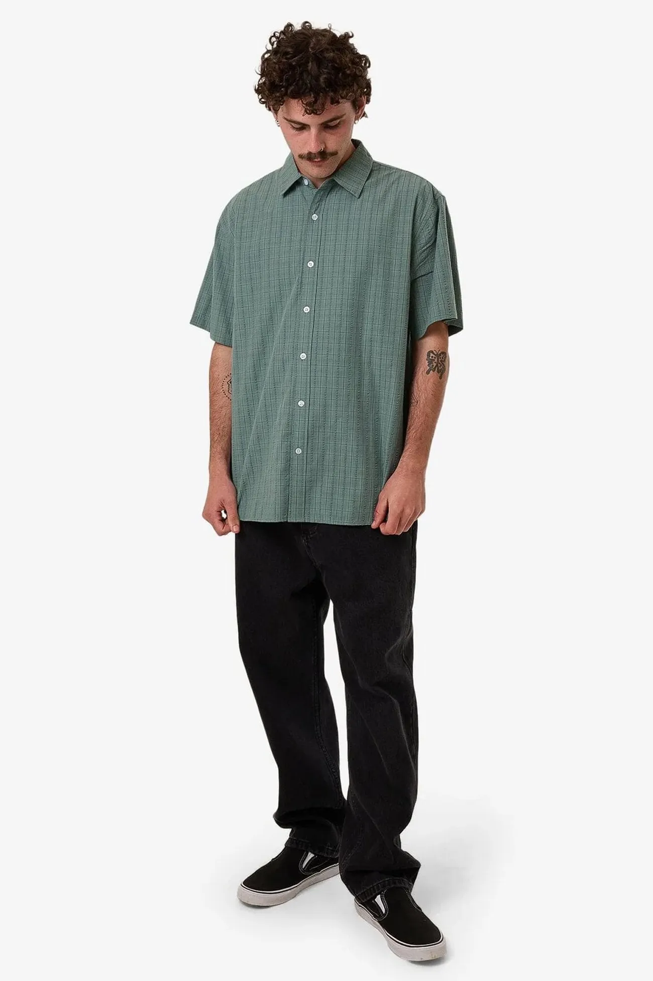 Layering Piece Ambient Connections Short Sleeve Shirt Chinois Green
